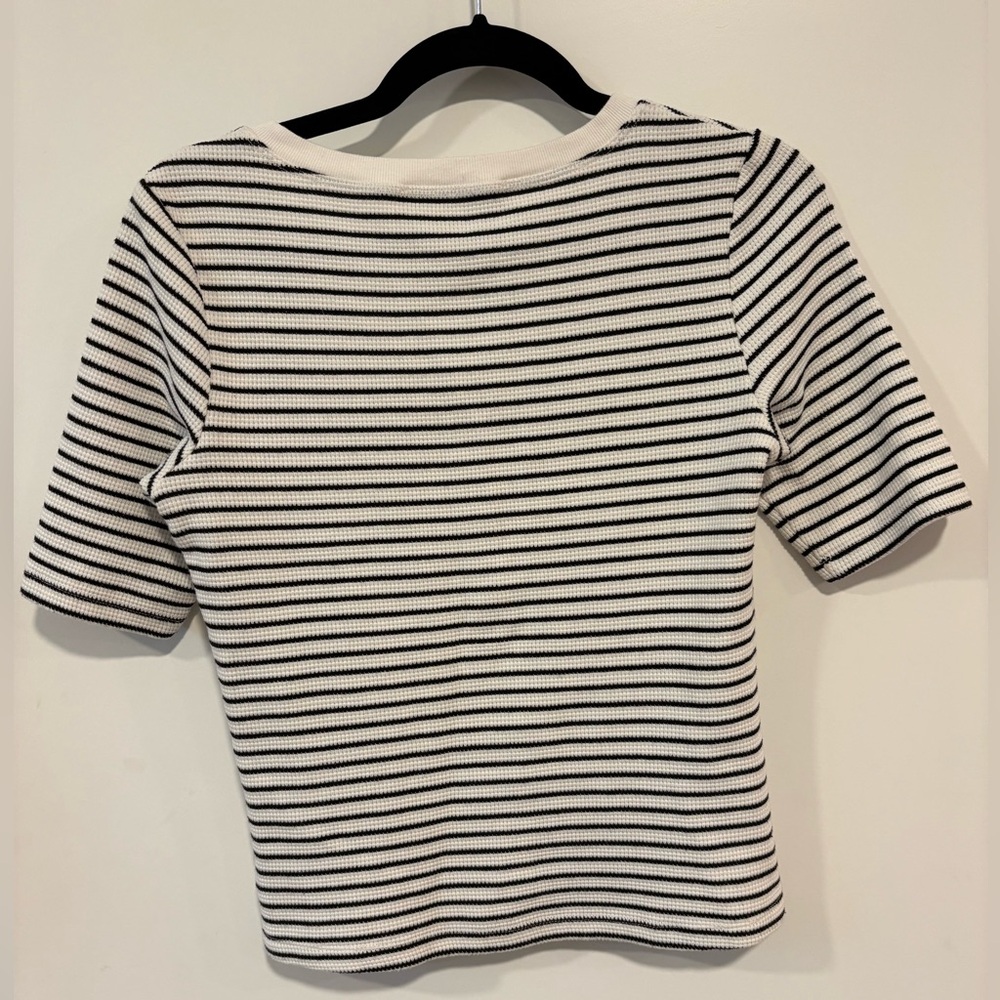 Joe's Jeans The Gisele Black and White Striped Short Sleeve Top | Size Medium - Picture 2 of 4